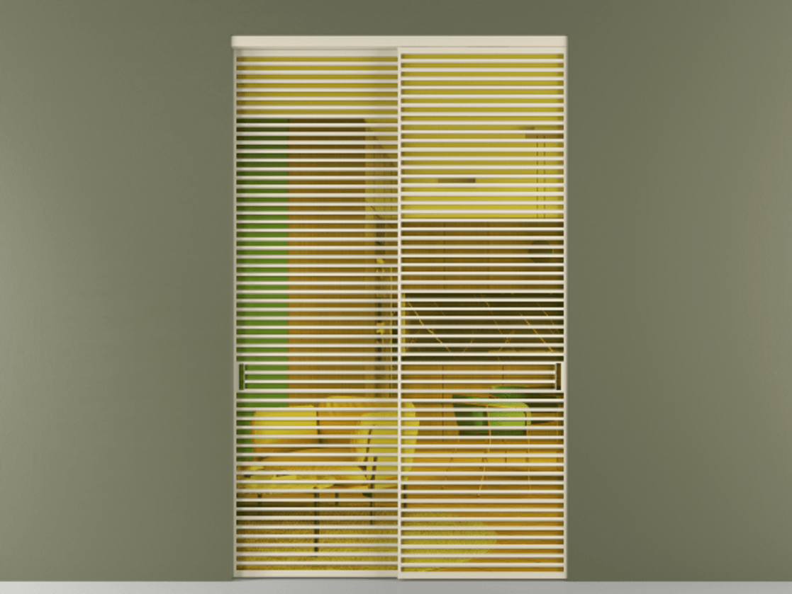 Перегородка Formato внутри проёма 2 створки АЛПР 040.07 Алюминий бежево-серый Прозрачное жёлтое стекло, триплекс Цена 589060 ₽  | Volhovec