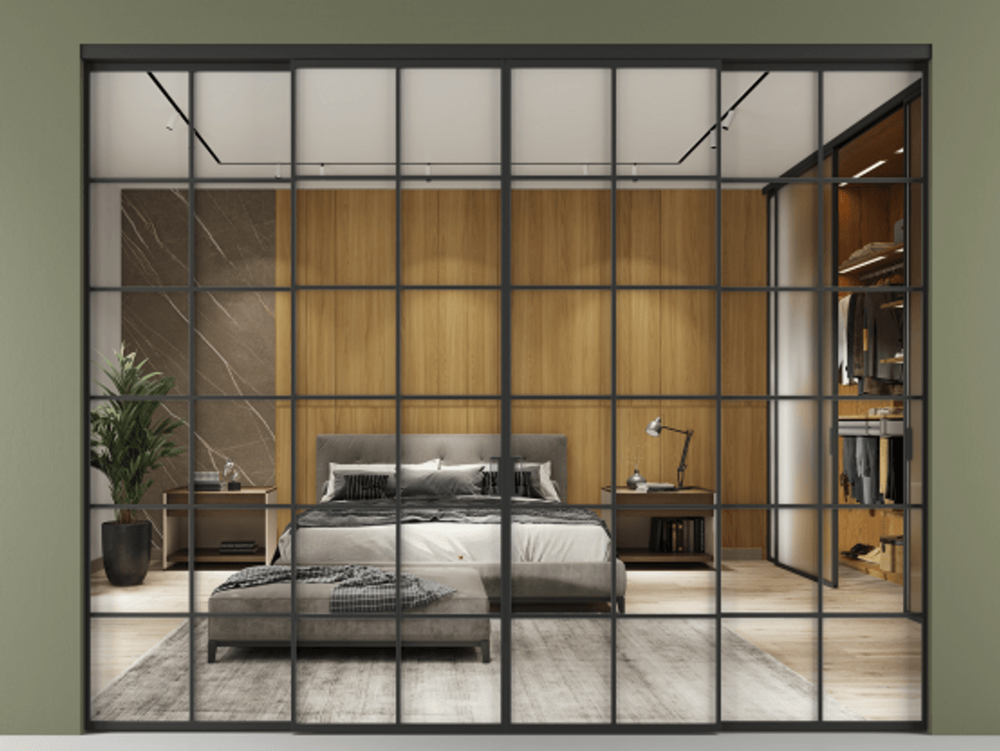 Перегородка Formato внутри проёма четырёхстворчатая АЛПР 040.05 Алюминий Черный Двустороннее зеркало, триплекс 6 мм, триплекс 6 мм. Скрытый короб ЧЕР Цена 2209870 AMD 1. Полотно 4 шт.  (800/2100 мм)
2. Комплект установки раздвижной системы
3. Базовый комплект фурнитуры
4.Ручка RONDO. Фабрика дверей Волховец 8 (800) 551 43 19  Перегородка Formato внутри проёма четырёхстворчатая АЛПР 040.05 Алюминий Черный Двустороннее зеркало, триплекс 6 мм, триплекс 6 мм Цена 2209870 AMD  | Volhovec