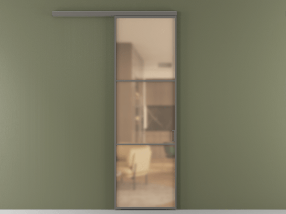 Перегородка Формато вдоль стены 1 створка АЛПР 040.03 Алюминий классический серый Сатинированное оранжевое стекло, триплекс Цена 715400 AMD  | Volhovec