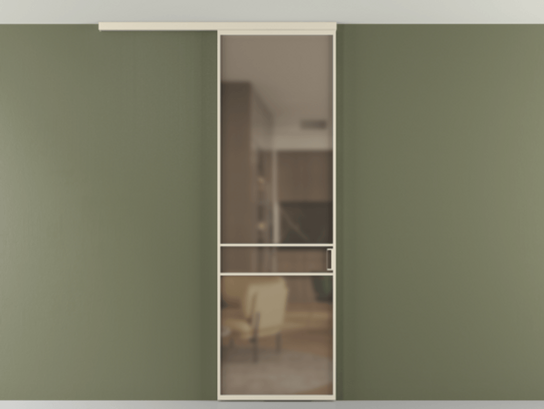 Перегородка Formato вдоль стены на потолок 1 створка АЛПР 040.02 Алюминий бежево-серый Сатинированное бронзовое стекло, триплекс Цена 653210 AMD | Volhovec