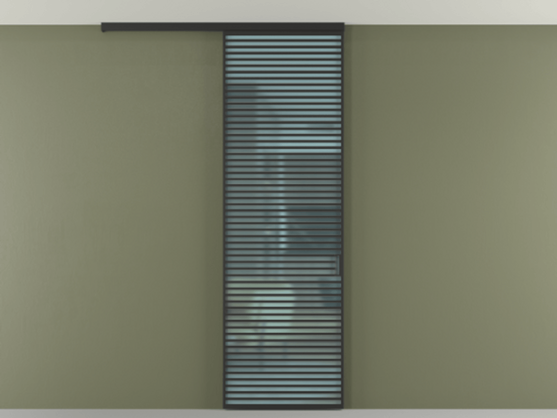 Перегородка Formato вдоль стены на потолок 1 створка АЛПР 040.07 Алюминий Черный Сатинированное голубое стекло, триплекс Цена 1208700 AMD | Volhovec