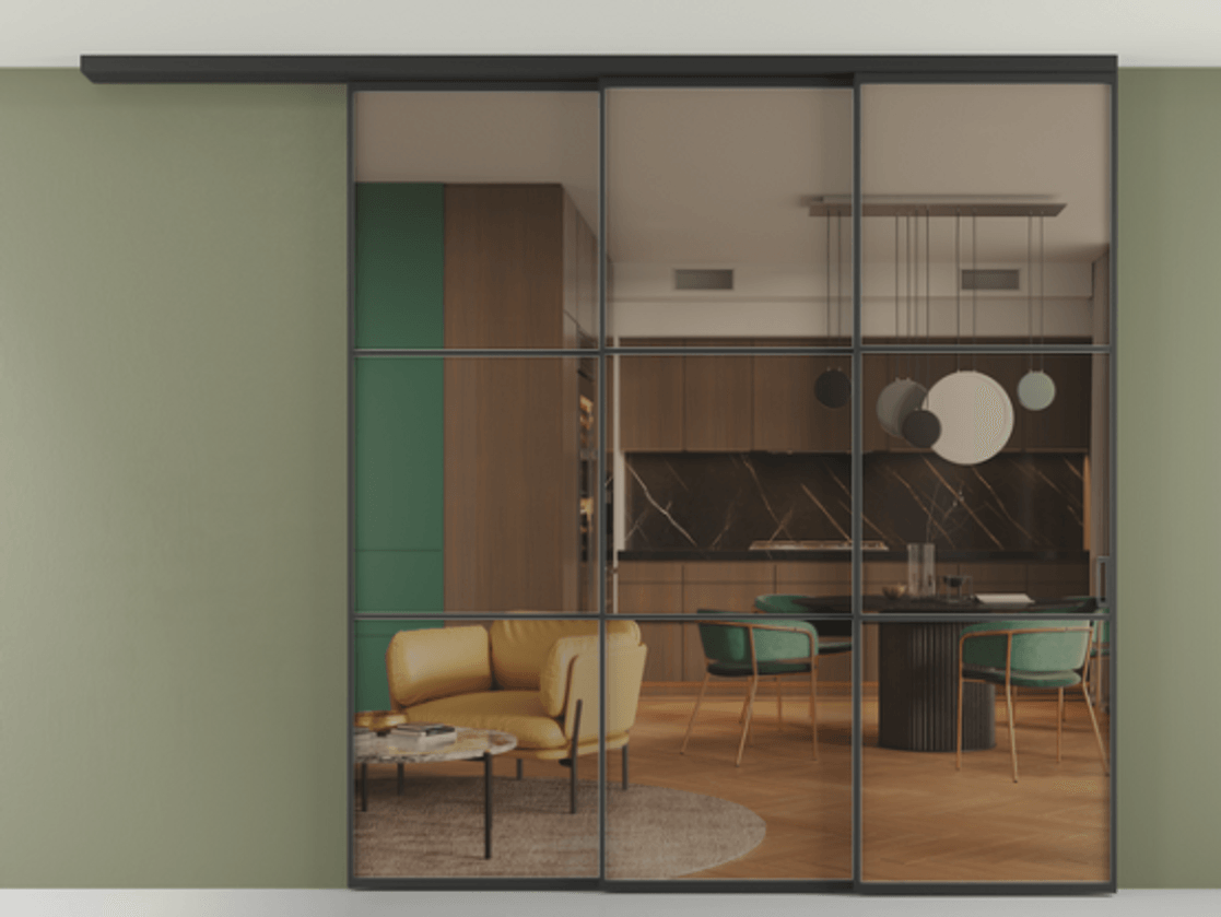 Перегородка Formato вдоль стены на потолок телескопик синхро 3 АЛПР 040.03 Алюминий Черный Прозрачное бронзовое стекло, триплекс, 6 мм. Скрытый короб ЧЕР Цена 400220 ₽ 1. Полотно 2 шт.  (800/2100 мм)
2. Комплект установки раздвижной системы
3. Базовый комплект фурнитуры
4.Ручка RONDO
. Фабрика дверей Волховец 8 (800) 551 43 19  Перегородка Formato вдоль стены на потолок телескопик синхро 3 АЛПР 040.03 Алюминий Черный Прозрачное бронзовое стекло, триплекс, 6 мм Цена 400220 ₽ | Volhovec