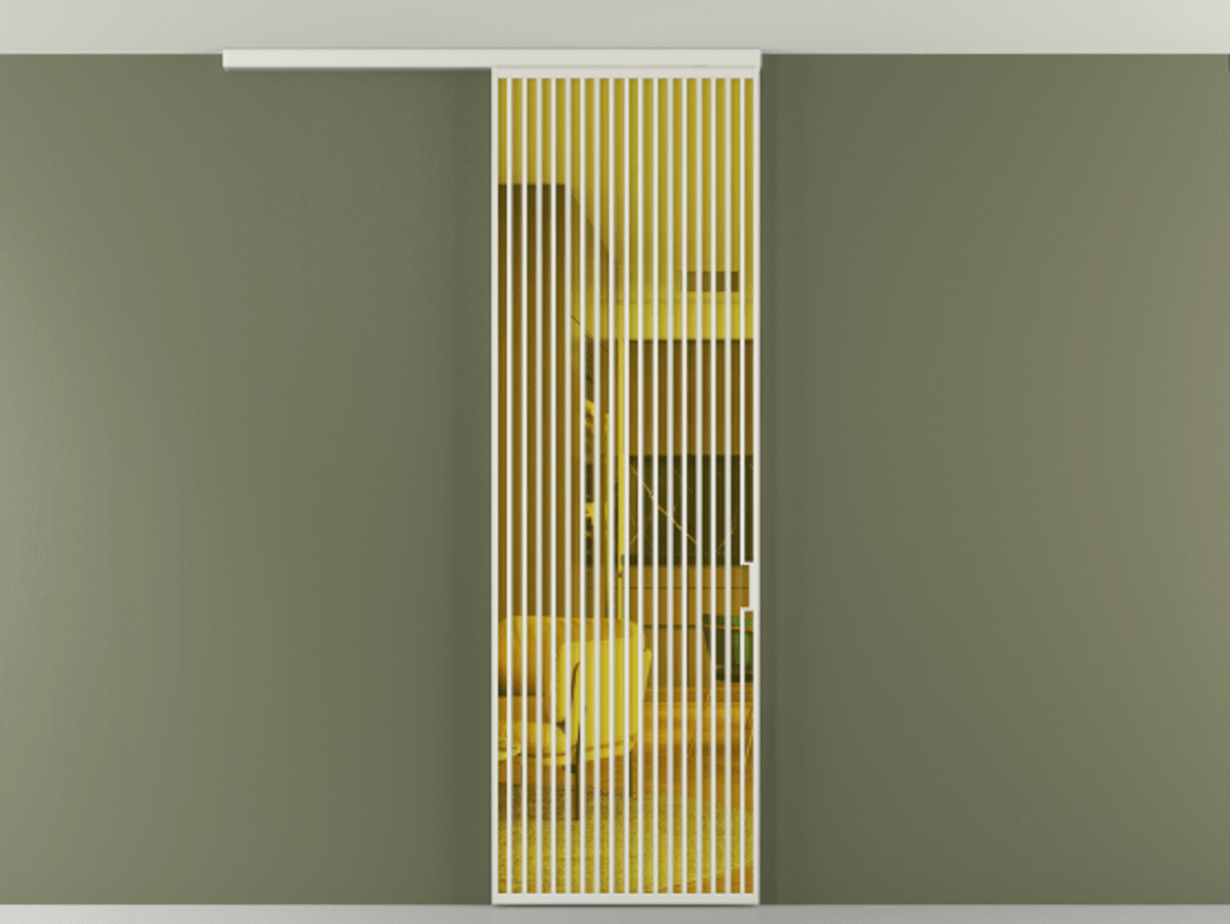 Перегородка Формато вдоль стены на потолок 1 створка АЛПР 040.06 Алюминий серый Прозрачное жёлтое стекло, триплекс Цена 1198500 AMD | Volhovec