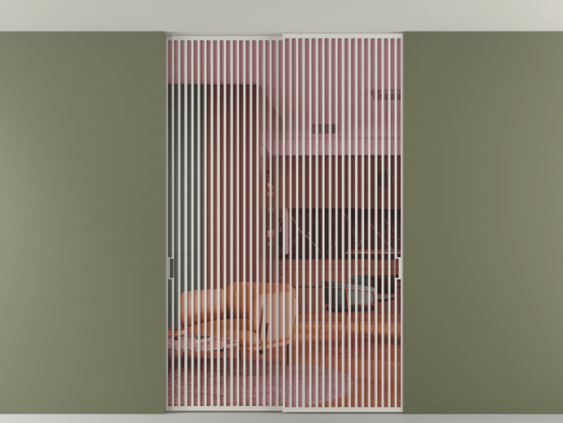 Перегородка Формато внутри проёма скрытое крепление в потолок 2 створки АЛПР 040.06 Алюминий тёплый серый Прозрачное розовое стекло, триплекс Цена 2764500 AMD | Volhovec