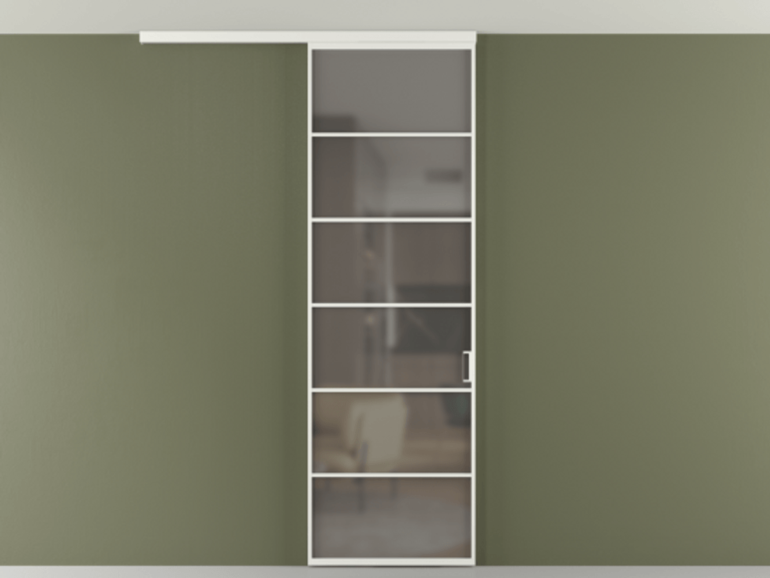 Перегородка Formato вдоль стены на потолок 1 створка АЛПР 040.04 Алюминий светло-серый Сатинированное серое стекло, триплекс Цена 696610 AMD | Volhovec