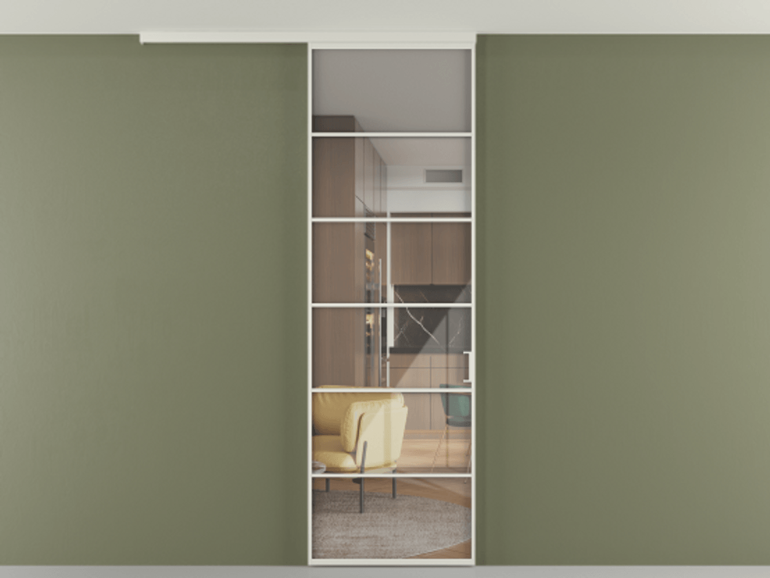 Перегородка Формато вдоль стены на потолок 1 створка АЛПР 040.04 Алюминий Белый Рефлективное прозрачное стекло "Стопсол", калёное. Скрытый короб БЕЛ Цена 869910 AMD 1. Полотно 2 шт. (800/2100 мм)
2. Комплект установки раздвижной системы
3. Базовый комплект фурнитуры
4.Ручка Рондо. Фабрика дверей Волховец 8 (800) 551 43 19 Перегородка Формато вдоль стены на потолок 1 створка АЛПР 040.04 Алюминий Белый Рефлективное прозрачное стекло "Стопсол", калёное Цена 869910 AMD | Volhovec