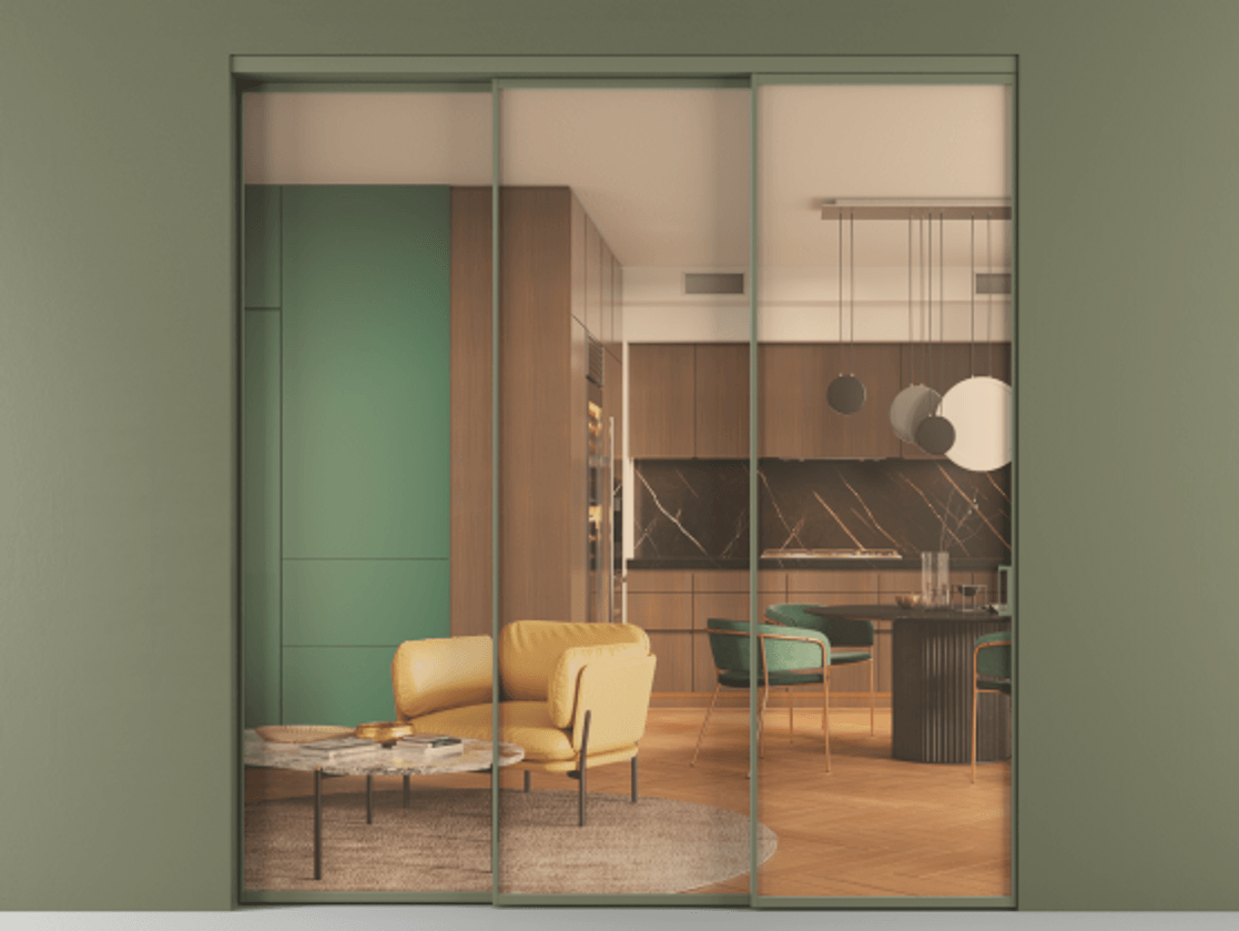 Перегородка Formato внутри проёма 3 створки с синхронным механизмом АЛПР 040.01 Алюминий оливковый тёмный Прозрачное оранжевое стекло, триплекс. Цена 2236200 AMD 1. Полотно 3 шт. (800/2100 мм)
2. Комплект установки раздвижной системы
3. Базовый комплект фурнитуры
4. Комплект фурнитуры телескопик синхро-2
5.Ручка RONDO
. Фабрика дверей Волховец 8 (800) 551 43 19 Перегородка Formato внутри проёма 3 створки с синхронным механизмом АЛПР 040.01 Алюминий оливковый тёмный Прозрачное оранжевое стекло, триплекс Цена 2236200 AMD | Volhovec