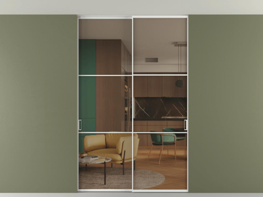 Перегородка Формато внутри проёма скрытое крепление в потолок 2 створки АЛПР 040.03 Алюминий белоснежный Прозрачное бронзовое стекло, триплекс. Цена 1729670 AMD 1. Полотно 2 шт. (800/2100 мм)
2. Комплект установки раздвижной системы
3. Базовый комплект фурнитуры
4. Ручка Рондо. Фабрика дверей Волховец 8 (800) 551 43 19 Перегородка Формато внутри проёма скрытое крепление в потолок 2 створки АЛПР 040.03 Алюминий белоснежный Прозрачное бронзовое стекло, триплекс Цена 1729670 AMD | Volhovec