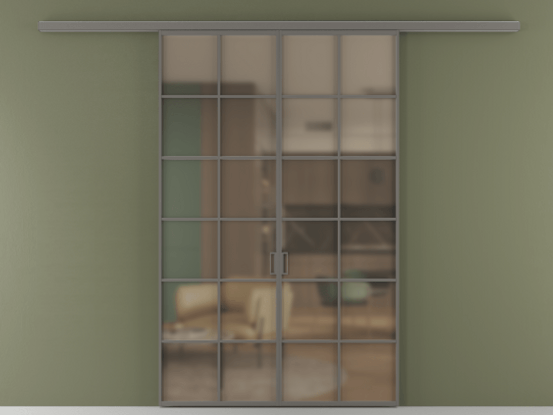 Перегородка Formato вдоль стены 2 створки АЛПР 040.05 Алюминий классический серый Сатинированное бронзовое стекло, триплекс Цена 1676560 AMD | Volhovec