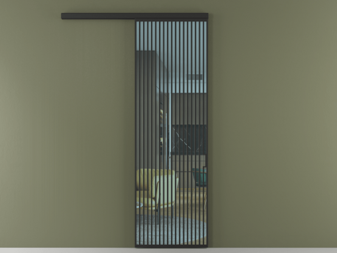 Перегородка Formato вдоль стены 1 створка АЛПР 040.06 Алюминий Черный Прозрачное голубое стекло, триплекс Цена 176540 ₽  | Volhovec