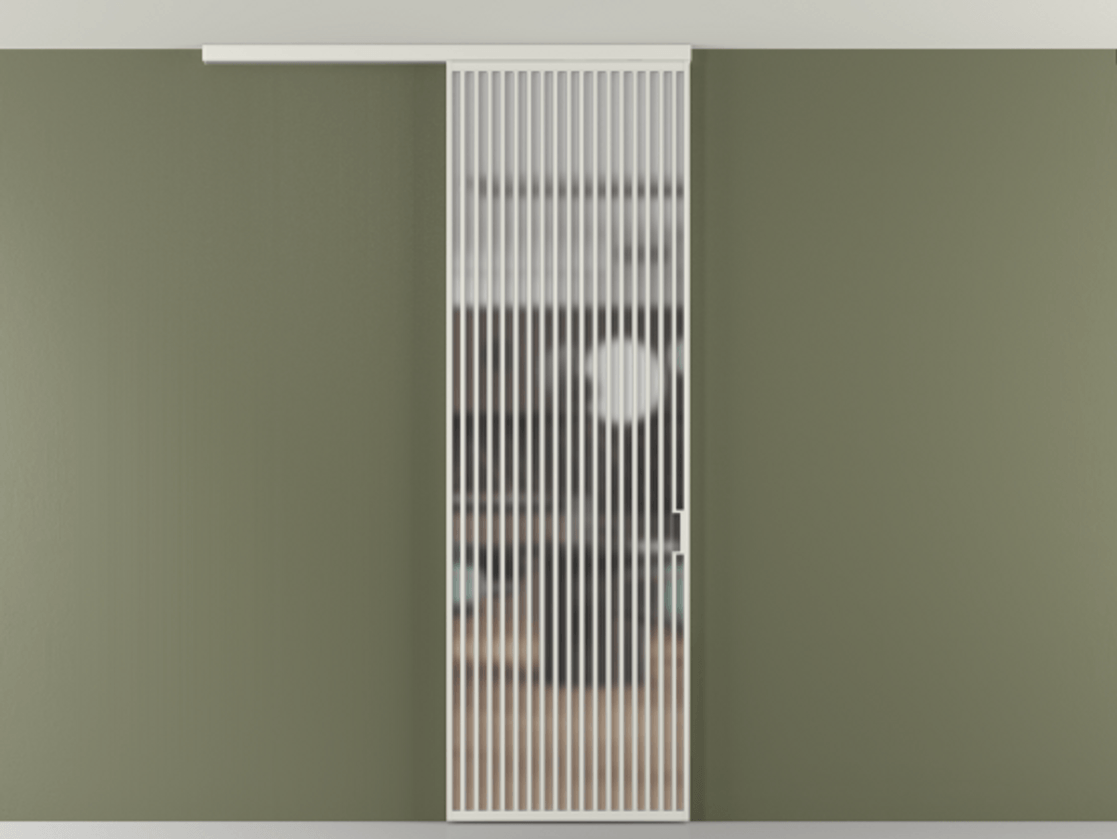 Перегородка Формато вдоль стены на потолок 1 створка АЛПР 040.06 Алюминий серый Сатинированное стекло "Мателюкс Кристал Вижн", калёное, матовое, каленое 6 мм Цена 1305830 AMD | Volhovec