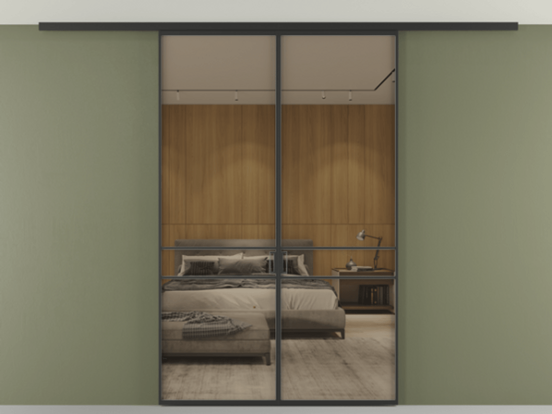 Перегородка Formato вдоль стены на потолок двустворчатая АЛПР 040.02 Алюминий Черный Рефлективное бронзовое стекло "Stopsol", калёное, 6 мм. Скрытый короб ЧЕР Цена 1499060 AMD 1. Полотно 2 шт.  (800/2100 мм)
2. Комплект установки раздвижной системы
3. Базовый комплект фурнитуры
4.Ручка RONDO
. Фабрика дверей Волховец 8 (800) 551 43 19  Перегородка Formato вдоль стены на потолок двустворчатая АЛПР 040.02 Алюминий Черный Рефлективное бронзовое стекло "Stopsol", калёное, 6 мм Цена 1499060 AMD | Volhovec