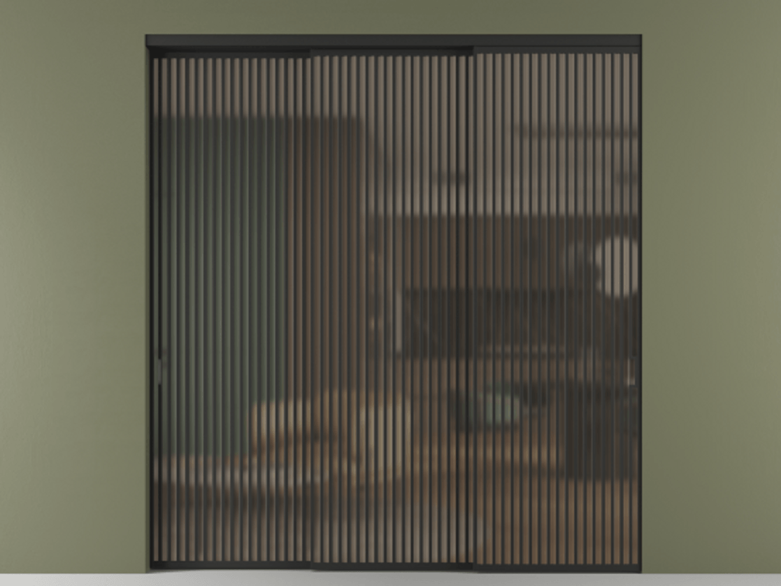 Перегородка Формато внутри проёма 3 створки с синхронным механизмом АЛПР 040.06 Алюминий Черный Сатинированное бронзовое стекло, триплекс Цена 3726190 AMD  | Volhovec