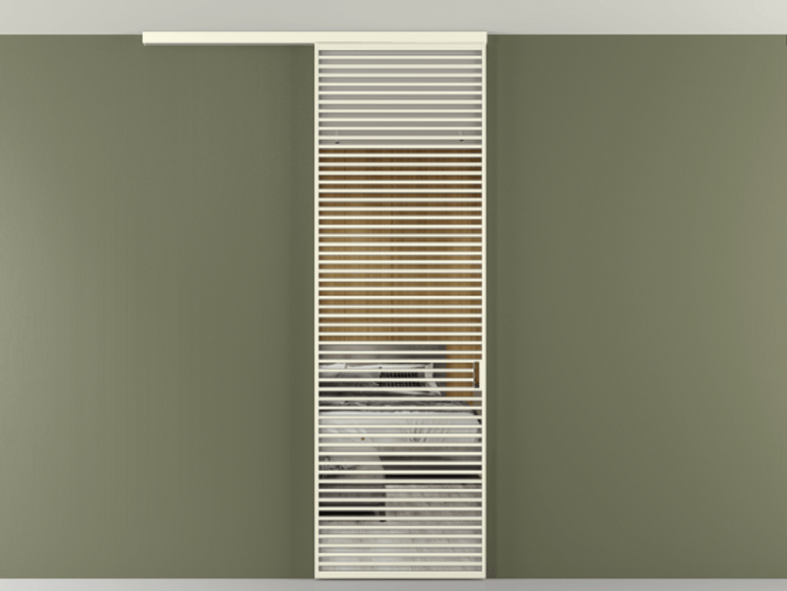 Перегородка Формато вдоль стены на потолок 1 створка АЛПР 040.07 Алюминий молочно-белый Двустороннее зеркало, триплекс , триплекс 6 мм Цена 1262670 AMD | Volhovec