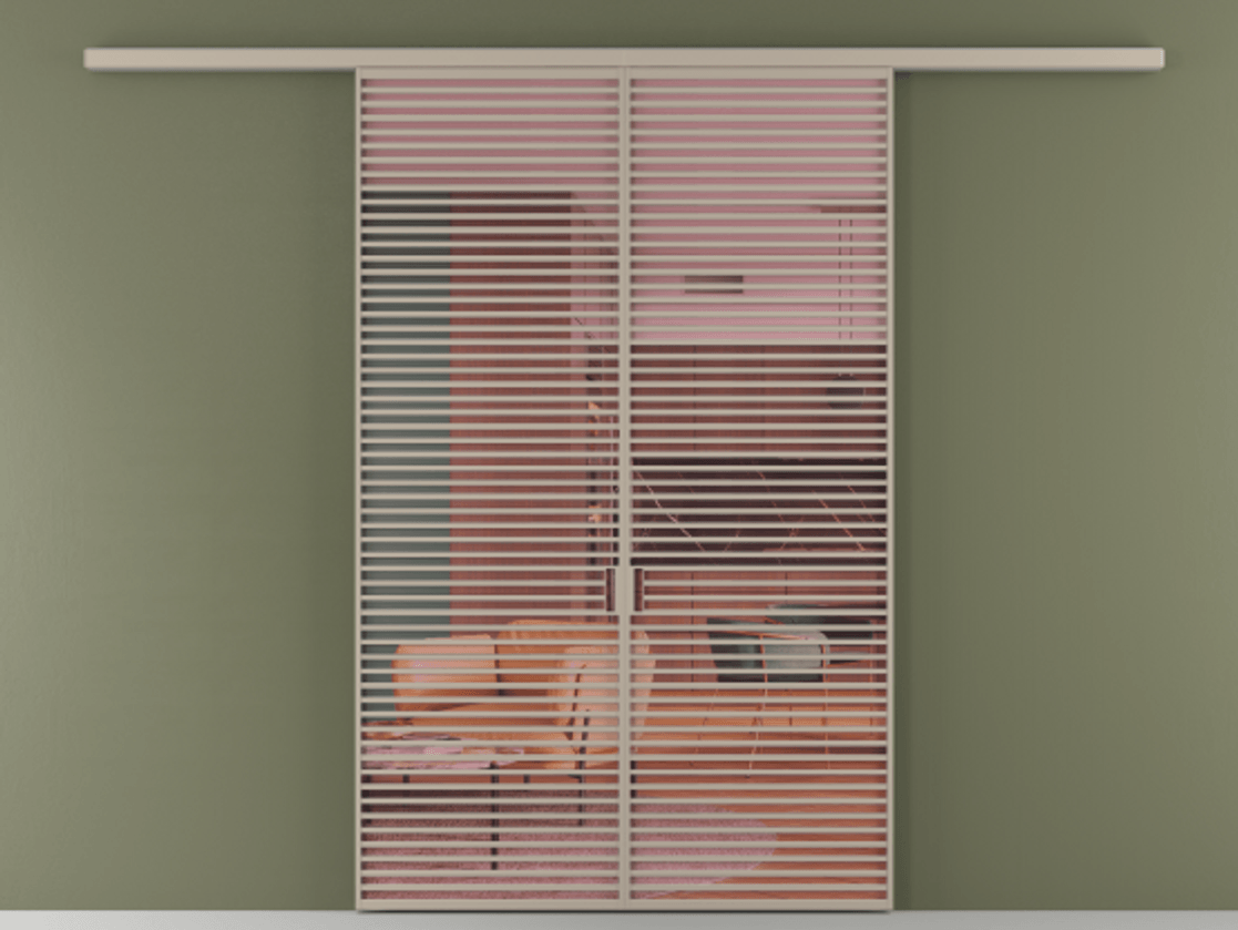 Перегородка Формато вдоль стены 2 створки АЛПР 040.07 Алюминий бисквитный Прозрачное розовое стекло, триплекс Цена 2309500 AMD | Volhovec