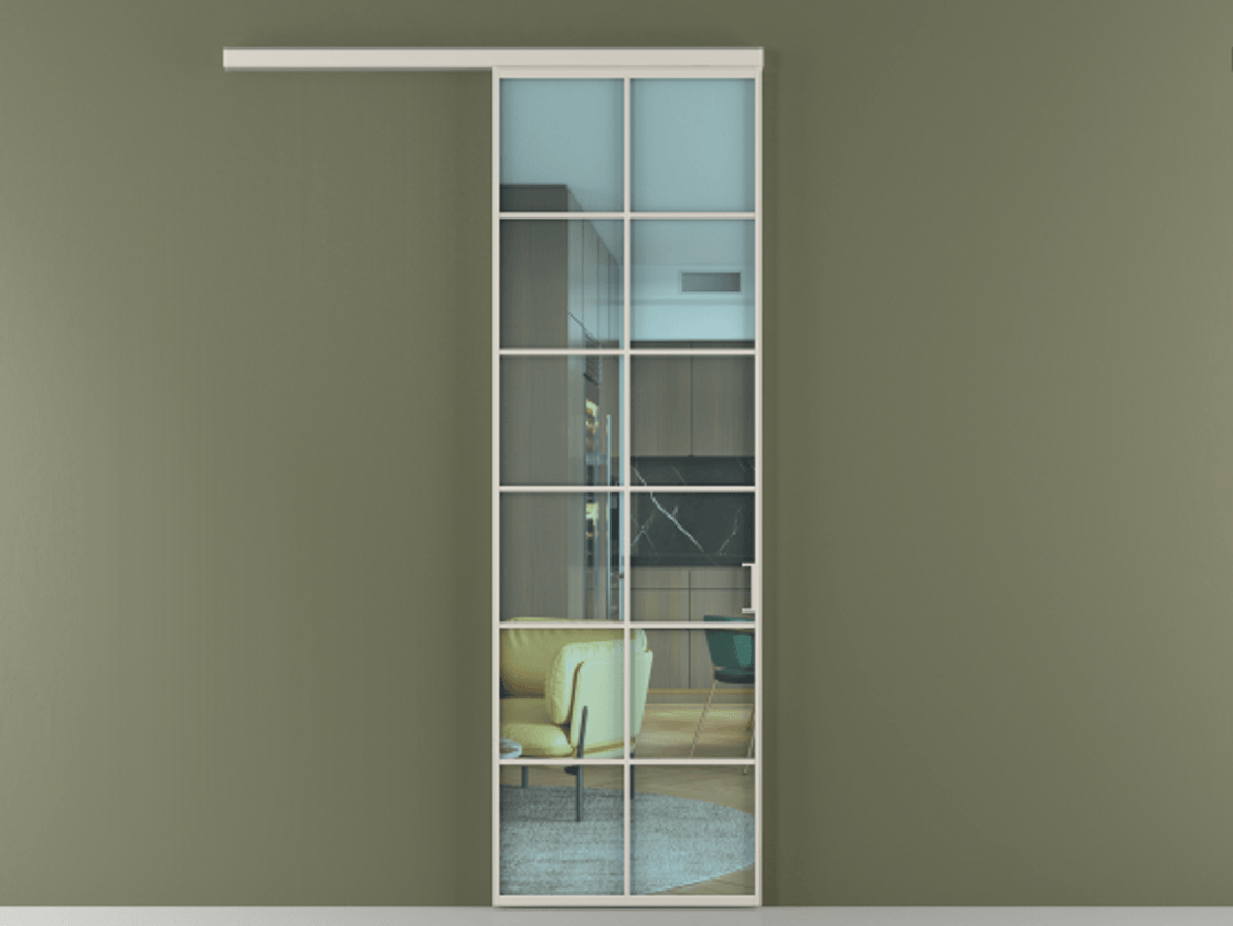 Перегородка Формато вдоль стены 1 створка АЛПР 040.05 Алюминий облачно-серый Прозрачное голубое стекло, триплекс Цена 757500 AMD  | Volhovec