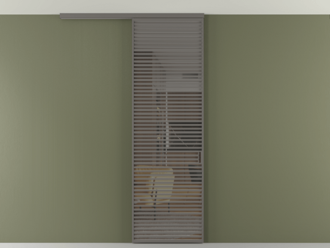 Перегородка Формато вдоль стены на потолок 1 створка АЛПР 040.07 Алюминий классический серый Прозрачное серое стекло, триплекс Цена 1262670 AMD | Volhovec