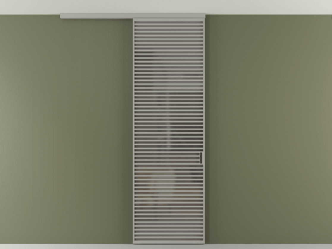 Перегородка Формато вдоль стены на потолок 1 створка АЛПР 040.07 Алюминий нейтральный серый Сатинированное серое стекло, триплекс Цена 1262670 AMD | Volhovec