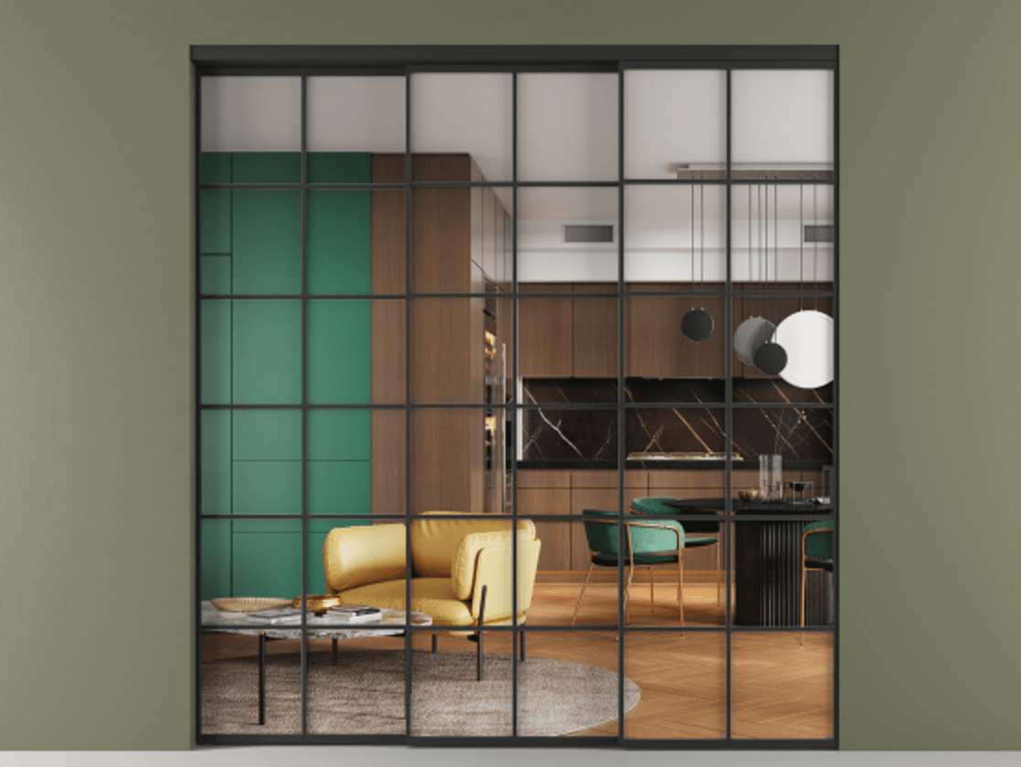 Перегородка Formato внутри проёма телескопик синхро 2 АЛПР 040.05 Алюминий Черный Прозрачное стекло "Crystal Vision", калёное, 6 мм. Скрытый короб ЧЕР Цена 2665230 AMD 1. Полотно 3 шт.  (800/2100 мм)
2. Комплект установки раздвижной системы
3. Базовый комплект фурнитуры
4. Комплект фурнитуры телескопик синхро-2
5.Ручка RONDO
. Фабрика дверей Волховец 8 (800) 551 43 19  Перегородка Formato внутри проёма телескопик синхро 2 АЛПР 040.05 Алюминий Черный Прозрачное стекло "Crystal Vision", калёное, 6 мм Цена 2665230 AMD  | Volhovec