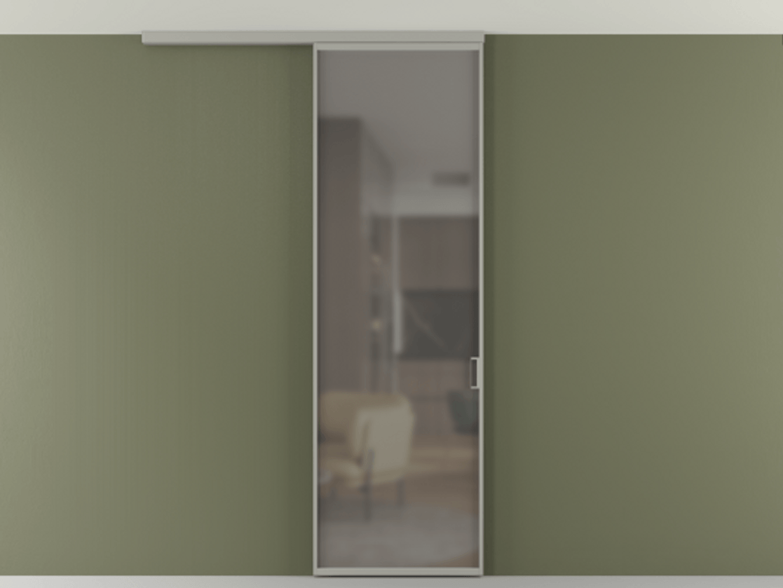 Перегородка Formato вдоль стены на потолок 1 створка АЛПР 040.01 Алюминий нейтральный серый Сатинированное серое стекло, триплекс Цена 623170 AMD | Volhovec