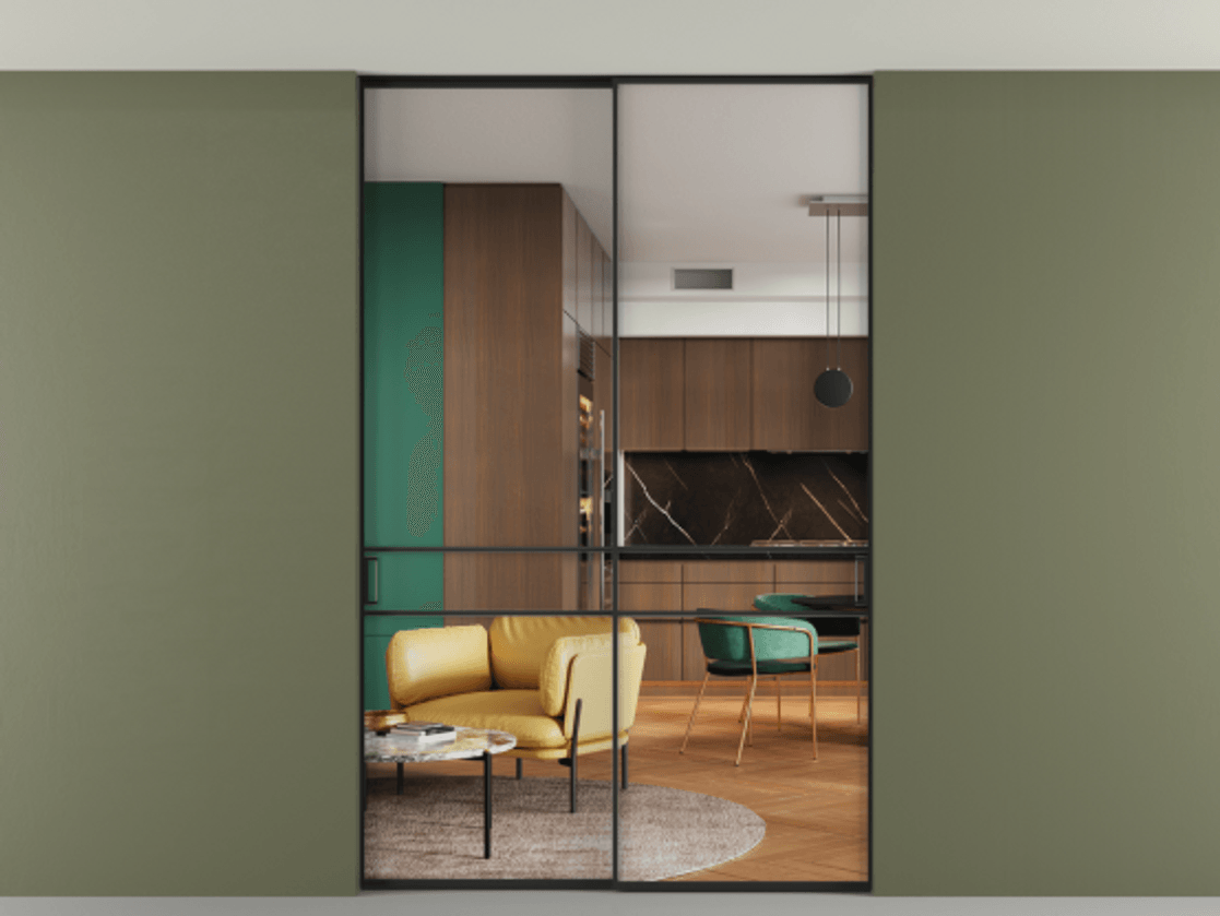 Перегородка Formato внутри проёма двустворчатая со скрытым креплением в потолок АЛПР 040.02 Алюминий Черный Прозрачное стекло "Crystal Vision", калёное, 6 мм. Скрытый короб ЧЕР Цена 1897630 AMD 1. Полотно 2 шт. (800/2100 мм)
 2. Комплект установки раздвижной системы
 3. Базовый комплект фурнитуры
4. Ручка RONDO. Фабрика дверей Волховец 8 (800) 551 43 19  Перегородка Formato внутри проёма двустворчатая со скрытым креплением в потолок АЛПР 040.02 Алюминий Черный Прозрачное стекло "Crystal Vision", калёное, 6 мм Цена 1897630 AMD | Volhovec