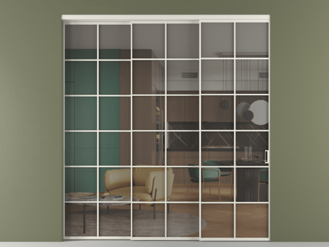 Перегородка Formato внутри проёма телескопик синхро 2 АЛПР 040.05 Алюминий Белый Прозрачное серое стекло, триплекс, 6 мм. Скрытый короб БЕЛ Цена 371200 ₽ 1. Полотно 3 шт. (800/2100 мм)
2. Комплект установки раздвижной системы
3. Базовый комплект фурнитуры
4. Комплект фурнитуры телескопик синхро-2
5.Ручка RONDO
. Фабрика дверей Волховец 8 (800) 551 43 19 Перегородка Formato внутри проёма телескопик синхро 2 АЛПР 040.05 Алюминий Белый Прозрачное серое стекло, триплекс, 6 мм Цена 371200 ₽ | Volhovec