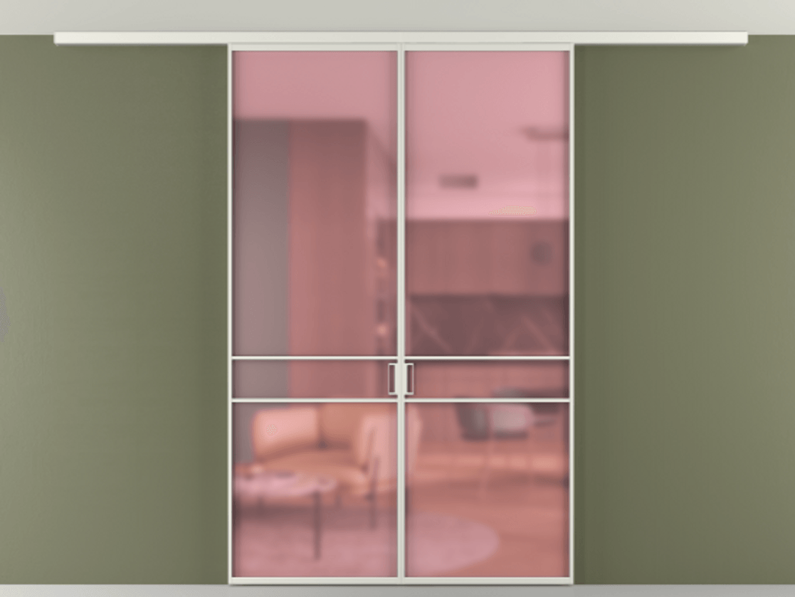 Перегородка Formato вдоль стены на потолок 2 створки АЛПР 040.02 Алюминий серый Сатинированное розовое стекло, триплекс Цена 1258500 AMD | Volhovec