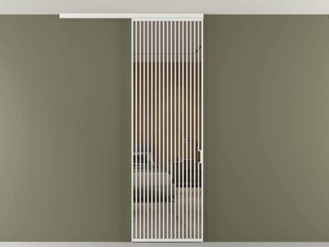 Перегородка Формато вдоль стены на потолок 1 створка АЛПР 040.06 Алюминий белоснежный Рефлективное бронзовое стекло "Стопсол", калёное Цена 1305830 AMD | Volhovec