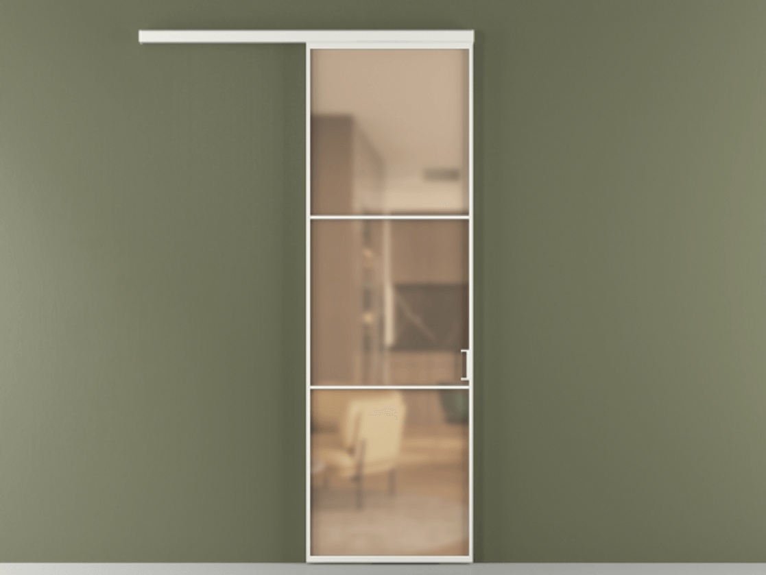 Перегородка Формато вдоль стены 1 створка АЛПР 040.03 Алюминий светло-серый Сатинированное оранжевое стекло, триплекс Цена 715400 AMD  | Volhovec