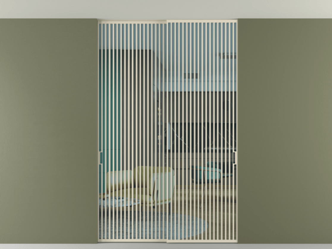 Перегородка Formato внутри проёма скрытое крепление в потолок 2 створки АЛПР 040.06 Алюминий бежево-серый Прозрачное голубое стекло, триплекс Цена 2764500 AMD | Volhovec