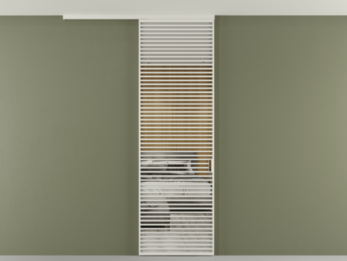 Перегородка Формато вдоль стены на потолок 1 створка АЛПР 040.07 Алюминий Белый Двустороннее зеркало, триплекс , триплекс 6 мм Цена 1147560 AMD | Volhovec