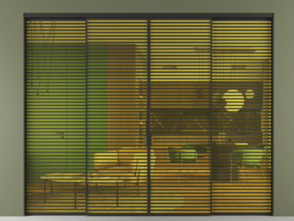 Перегородка Формато внутри проёма 4 створки АЛПР 040.07 Алюминий Черный Прозрачное жёлтое стекло, триплекс Цена 3976300 AMD  | Volhovec