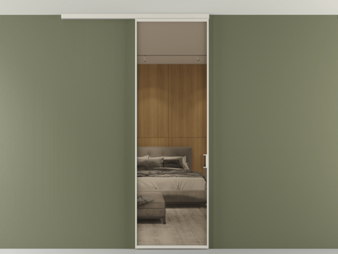 Перегородка Formato вдоль стены на потолок 1 створка АЛПР 040.01 Алюминий облачно-серый Рефлективное бронзовое стекло "Стопсол", калёное Цена 806380 AMD | Volhovec