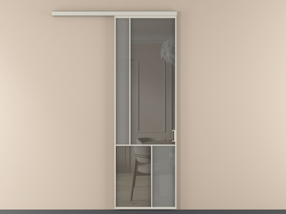 Перегородка Mosaic вдоль стены 1 створка АЛПР 041.20 Алюминий облачно-серый Сатинированное серое стекло, триплекс, 6 мм + Прозрачное серое стекло, триплекс Цена 924130 AMD | Volhovec