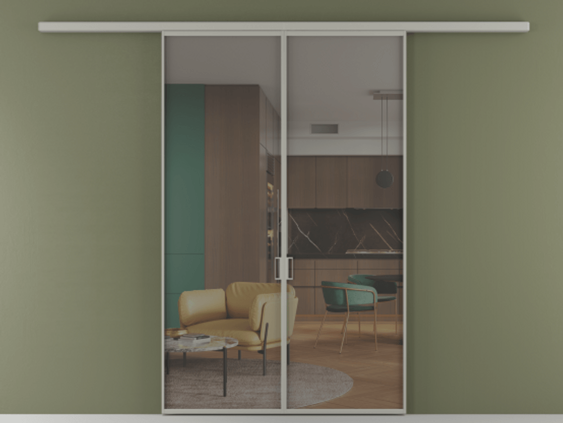 Перегородка Formato вдоль стены 2 створки АЛПР 040.01 Алюминий нейтральный серый Прозрачное серое стекло, триплекс Цена 1498520 AMD | Volhovec