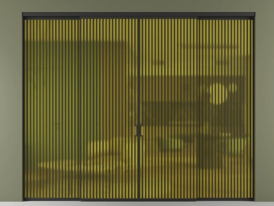 Перегородка Formato внутри проёма 4 створки АЛПР 040.06 Алюминий Черный Сатинированное жёлтое стекло, триплекс Цена 4198500 AMD  | Volhovec