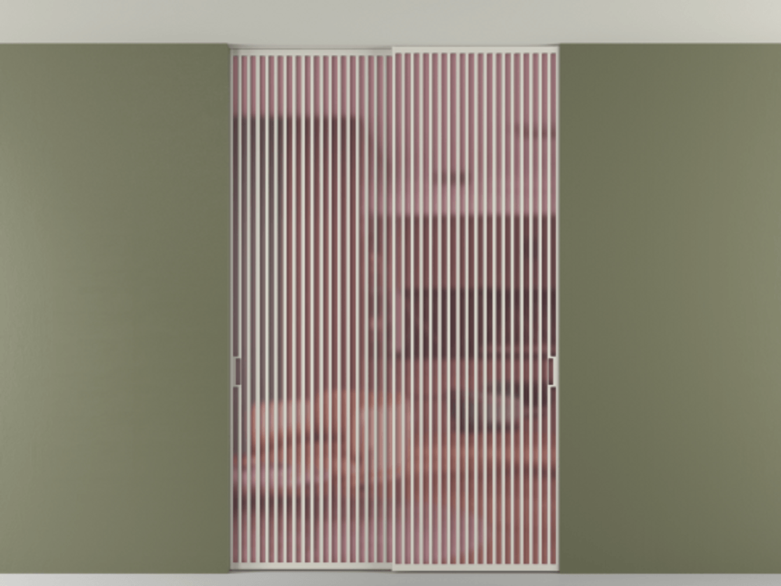 Перегородка Formato внутри проёма скрытое крепление в потолок 2 створки АЛПР 040.06 Алюминий тёплый серый Сатинированное розовое стекло, триплекс Цена 2764500 AMD | Volhovec