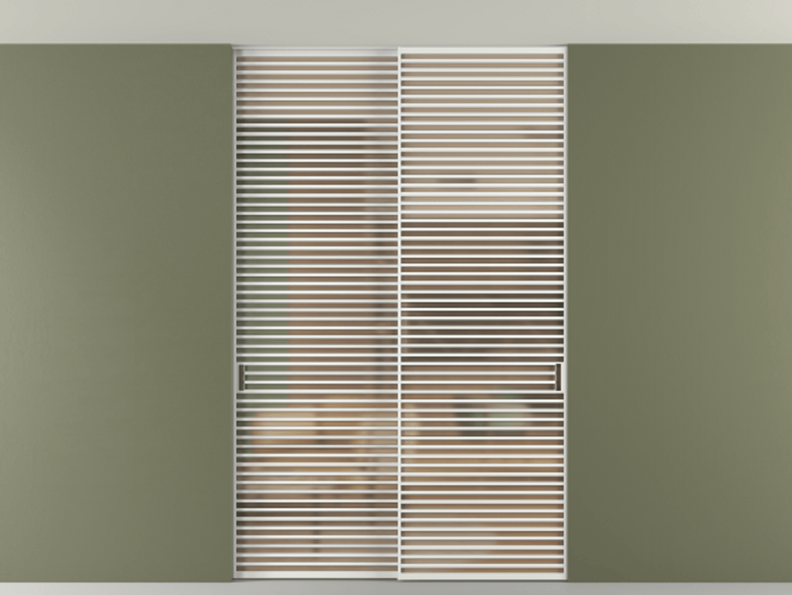 Перегородка Формато внутри проёма скрытое крепление в потолок 2 створки АЛПР 040.07 Алюминий белоснежный Сатинированное оранжевое стекло, триплекс Цена 2764500 AMD | Volhovec