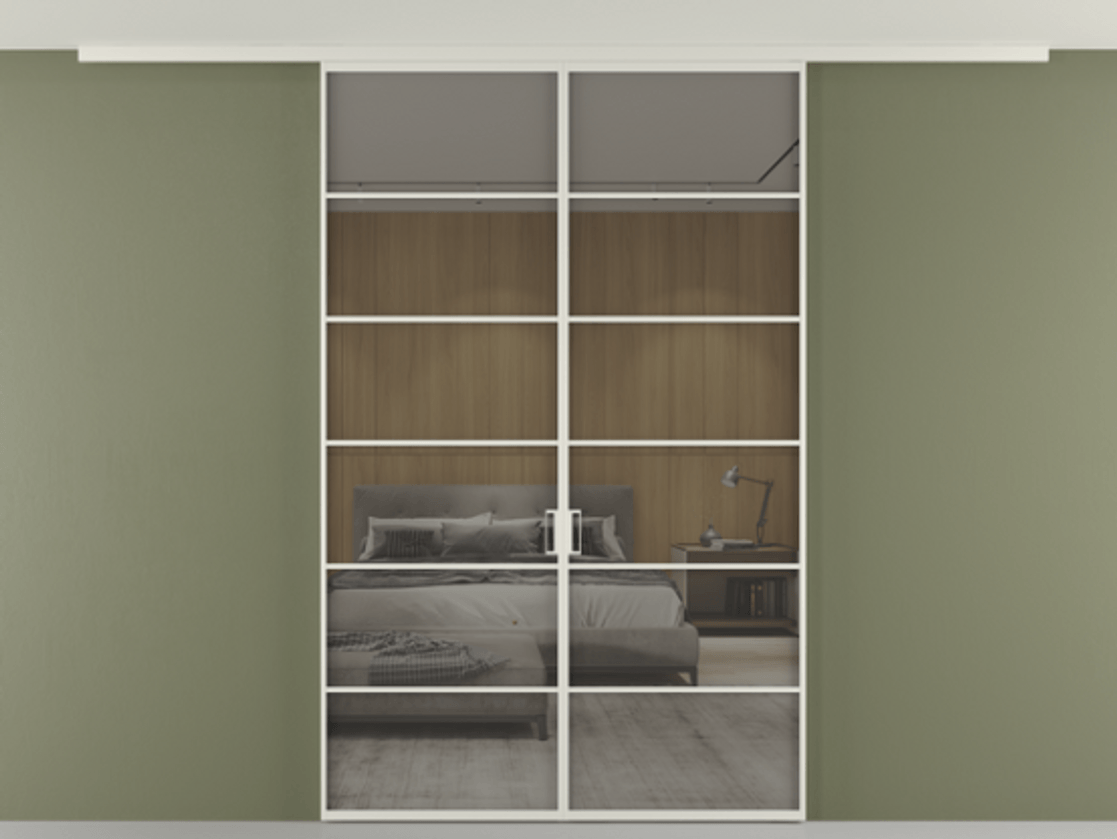 Перегородка Formato вдоль стены на потолок двустворчатая АЛПР 040.04 Алюминий Белый Рефлективное серое стекло "Stopsol", калёное, 6 мм. Скрытый короб БЕЛ Цена 237680 ₽ 1. Полотно 2 шт.  (800/2100 мм)
2. Комплект установки раздвижной системы
3. Базовый комплект фурнитуры
4.Ручка RONDO
. Фабрика дверей Волховец 8 (800) 551 43 19  Перегородка Formato вдоль стены на потолок двустворчатая АЛПР 040.04 Алюминий Белый Рефлективное серое стекло "Stopsol", калёное, 6 мм Цена 237680 ₽ | Volhovec