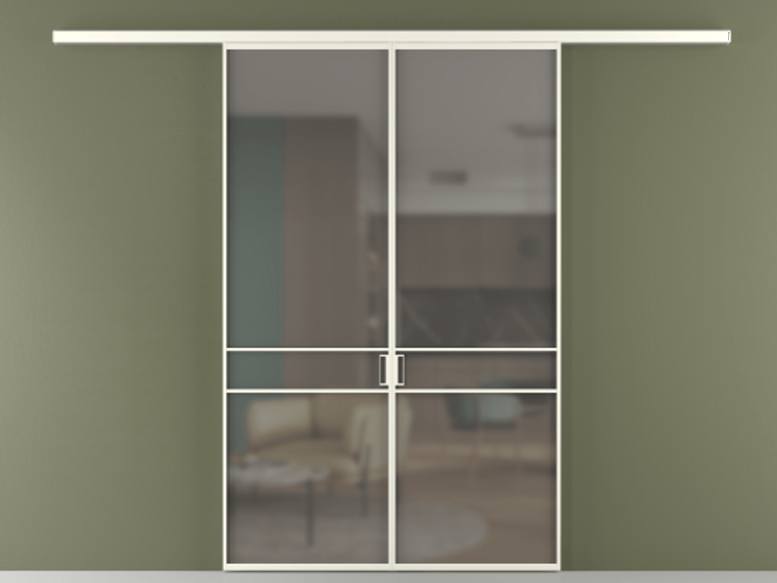 Перегородка Formato вдоль стены 2 створки АЛПР 040.02 Алюминий жемчужный Сатинированное серое стекло, триплекс Цена 1571350 AMD | Volhovec