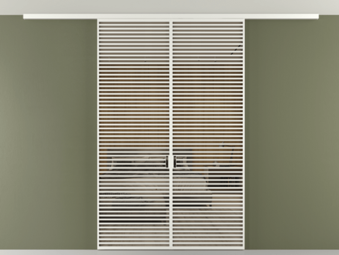 Перегородка Формато вдоль стены на потолок 2 створки АЛПР 040.07 Алюминий светло-серый Рефлективное бронзовое стекло "Стопсол", калёное Цена 3099000 AMD | Volhovec