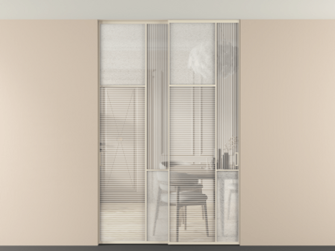 Перегородка Мозаик внутри проёма скрытое крепление в потолок 2 створки АЛПР 041.10 Алюминий бежево-серый Рифлёное стекло "Дюна", триплекс, 6 мм + Фактурное стекло "Лёд", триплекс. Цена 2296870 AMD . Фабрика дверей Волховец 8 (800) 551 43 19 Перегородка Мозаик внутри проёма скрытое крепление в потолок 2 створки АЛПР 041.10 Алюминий бежево-серый Рифлёное стекло "Дюна", триплекс, 6 мм + Фактурное стекло "Лёд", триплекс Цена 2296870 AMD | Volhovec