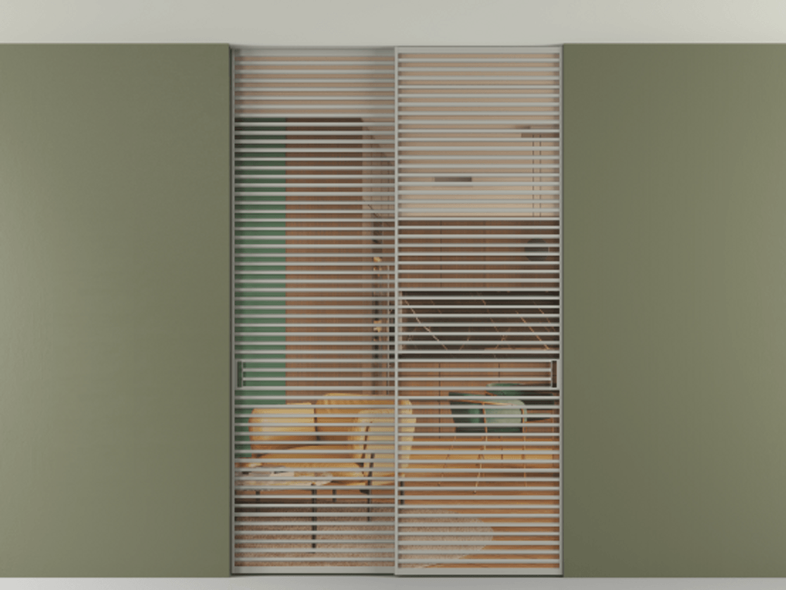 Перегородка Formato внутри проёма скрытое крепление в потолок 2 створки АЛПР 040.07 Алюминий нейтральный серый Прозрачное оранжевое стекло, триплекс Цена 2764500 AMD | Volhovec