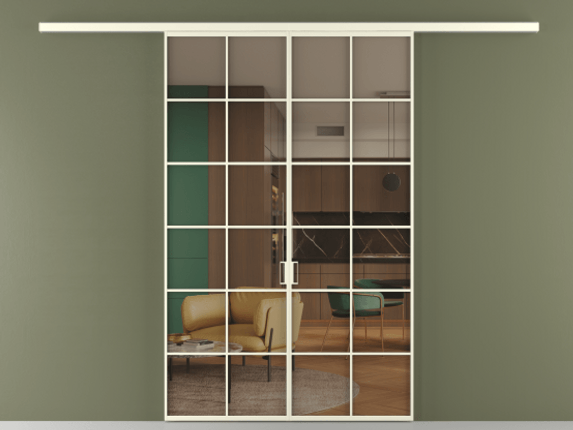 Перегородка Formato вдоль стены 2 створки АЛПР 040.05 Алюминий молочно-белый Прозрачное бронзовое стекло, триплекс Цена 1676560 AMD | Volhovec