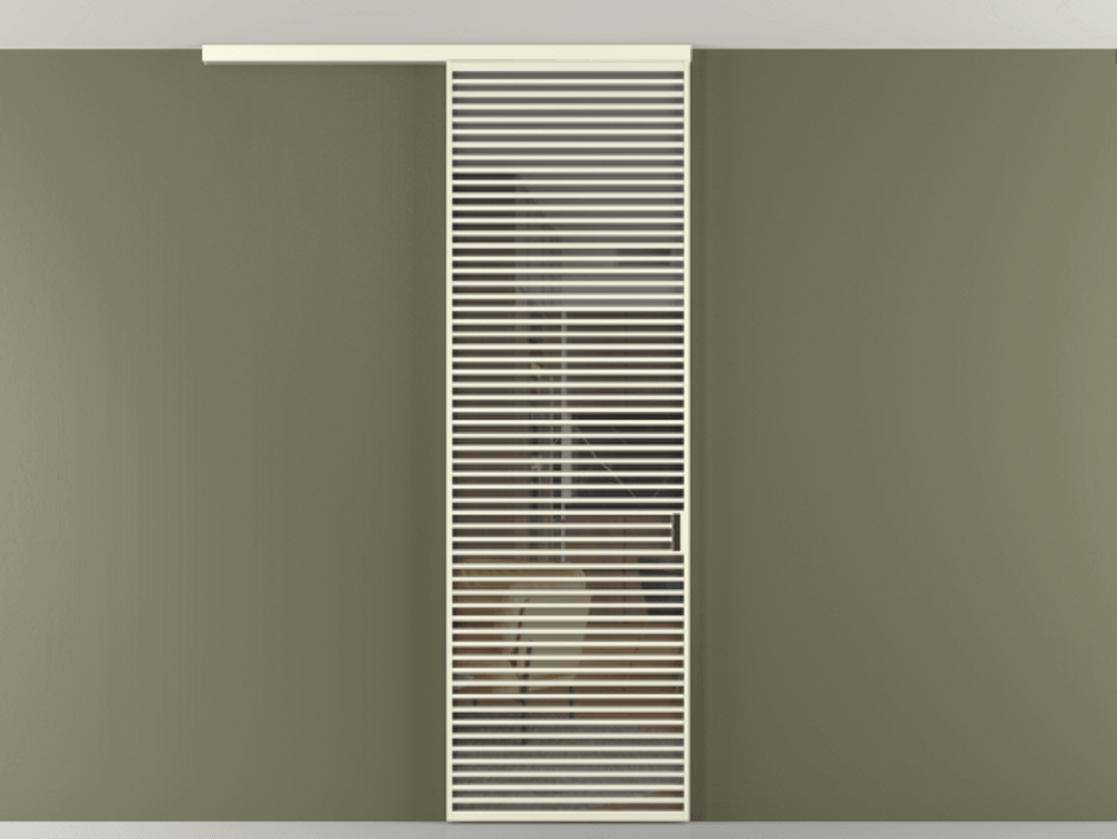 Перегородка Формато вдоль стены на потолок 1 створка АЛПР 040.07 Алюминий молочно-белый Прозрачное серое стекло, триплекс Цена 1262670 AMD | Volhovec