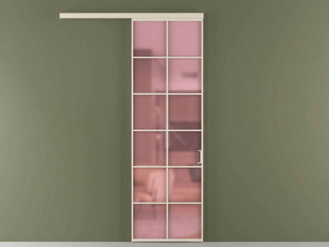 Перегородка Формато вдоль стены 1 створка АЛПР 040.05 Алюминий бежево-серый Сатинированное розовое стекло, триплекс Цена 757500 AMD  | Volhovec