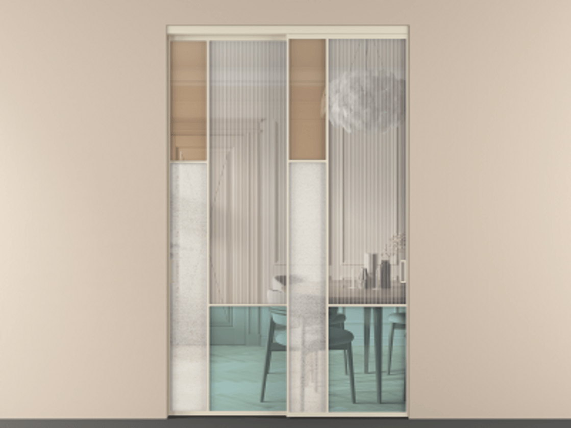 Перегородка Mosaic внутри проёма двустворчатая АЛПР 041.13 Алюминий бежево-серый Комбинация стекол Группы 1 и Группы 3 Цена 1532500 AMD | Volhovec