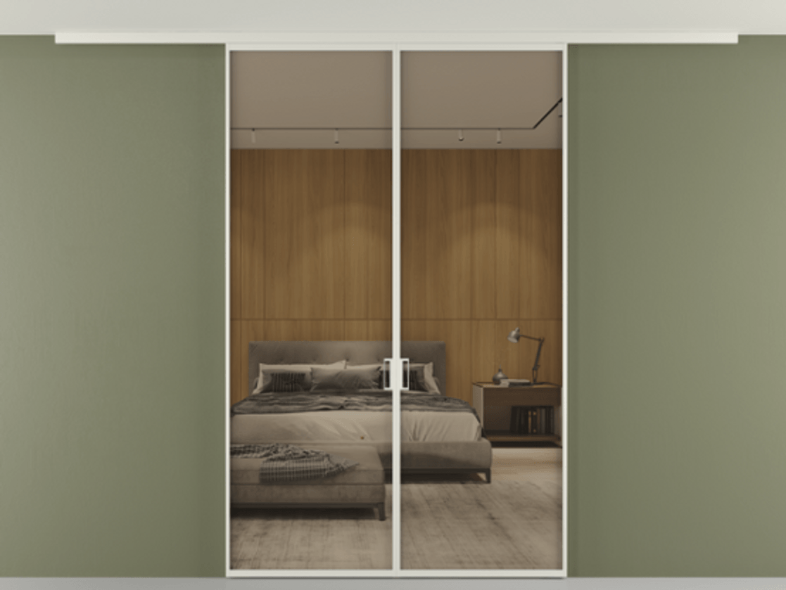 Перегородка Formato вдоль стены на потолок двустворчатая АЛПР 040.01 Алюминий Белый Рефлективное бронзовое стекло "Stopsol", калёное, 6 мм. Скрытый короб БЕЛ Цена 1426360 AMD 1. Полотно 2 шт.  (800/2100 мм)
2. Комплект установки раздвижной системы
3. Базовый комплект фурнитуры
4.Ручка RONDO
. Фабрика дверей Волховец 8 (800) 551 43 19  Перегородка Formato вдоль стены на потолок двустворчатая АЛПР 040.01 Алюминий Белый Рефлективное бронзовое стекло "Stopsol", калёное, 6 мм Цена 1426360 AMD | Volhovec