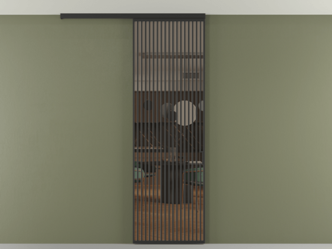 Перегородка Формато вдоль стены на потолок 1 створка АЛПР 040.06 Алюминий Черный Прозрачное бронзовое стекло, триплекс Цена 1147560 AMD | Volhovec