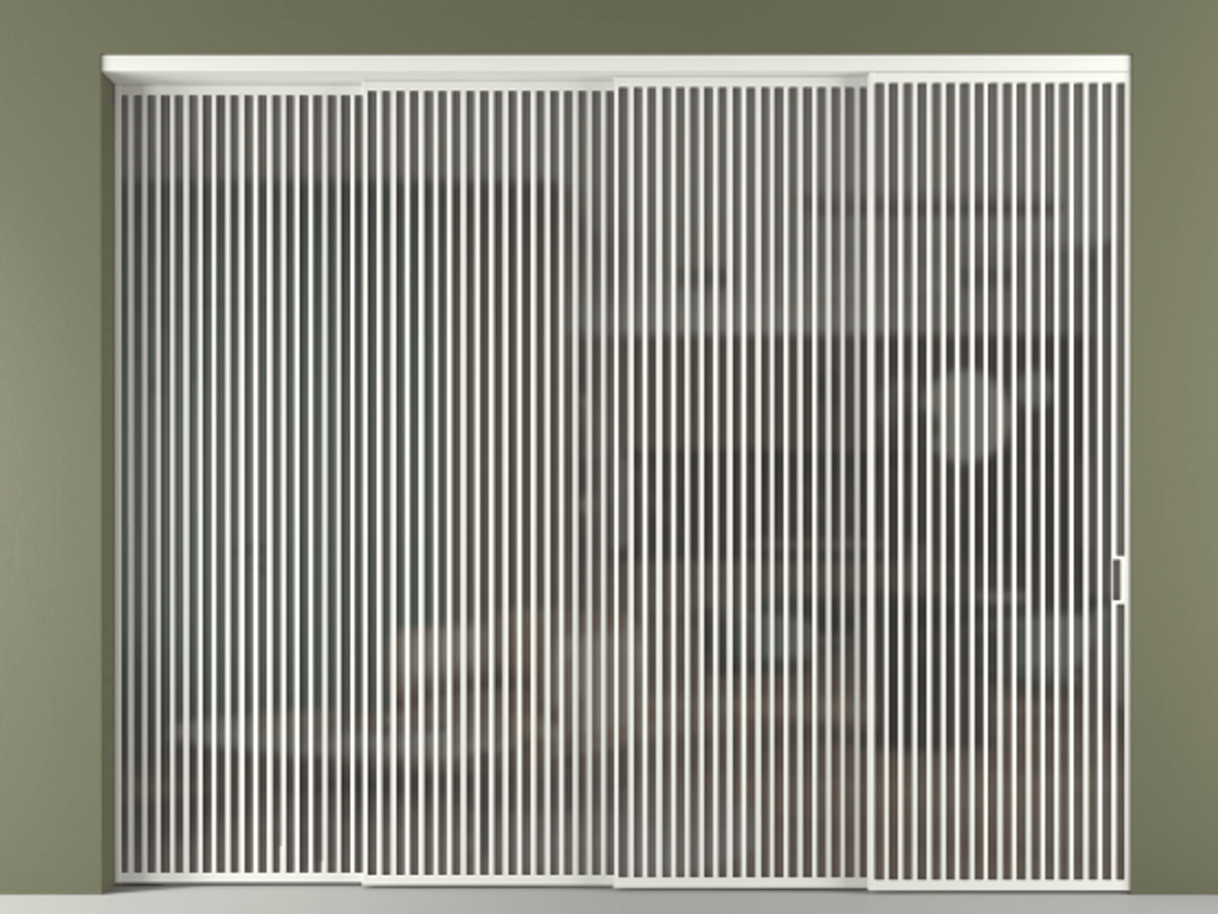 Перегородка Формато внутри проёма 4 створки с синхронным механизмом АЛПР 040.06 Алюминий светло-серый Сатинированное серое стекло, триплекс Цена 5242250 AMD | Volhovec